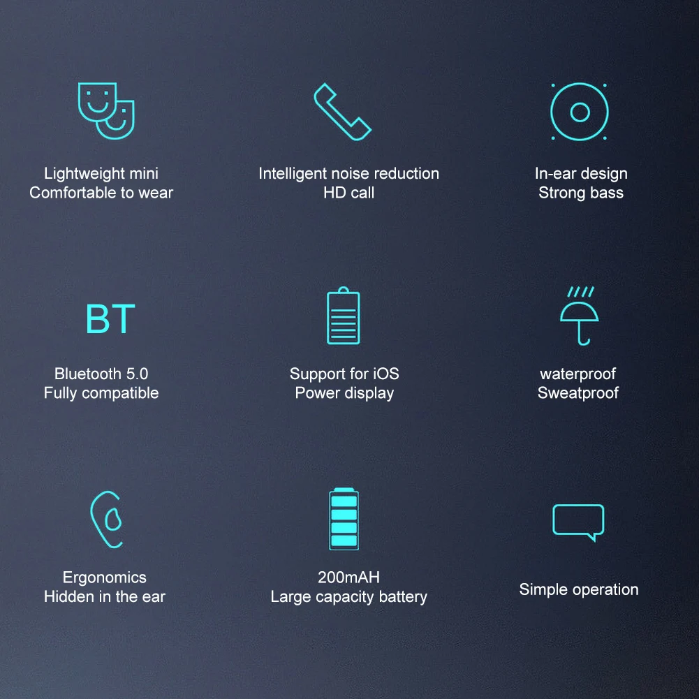 Bluetooth 5,0 Беспроводные наушники с одним ухом, гарнитура Bluetooth для бизнеса, 8 часов воспроизведения для бизнеса/вождения