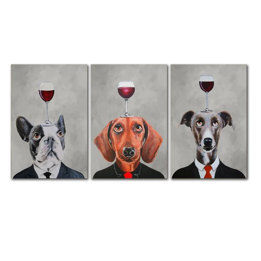 

AtFipan Animals Canvas Dog Gentleman Drink Wine Canvas Art Print Painting Poster ornamentation Wall Pictures for Home Decoration