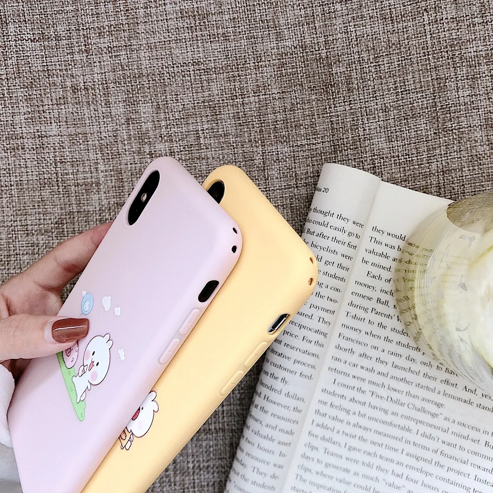 Милый чехол с животными для iPhone X XS Max XR 6 6S 7 8 Plus мягкий iphone TPU защита экрана розовый