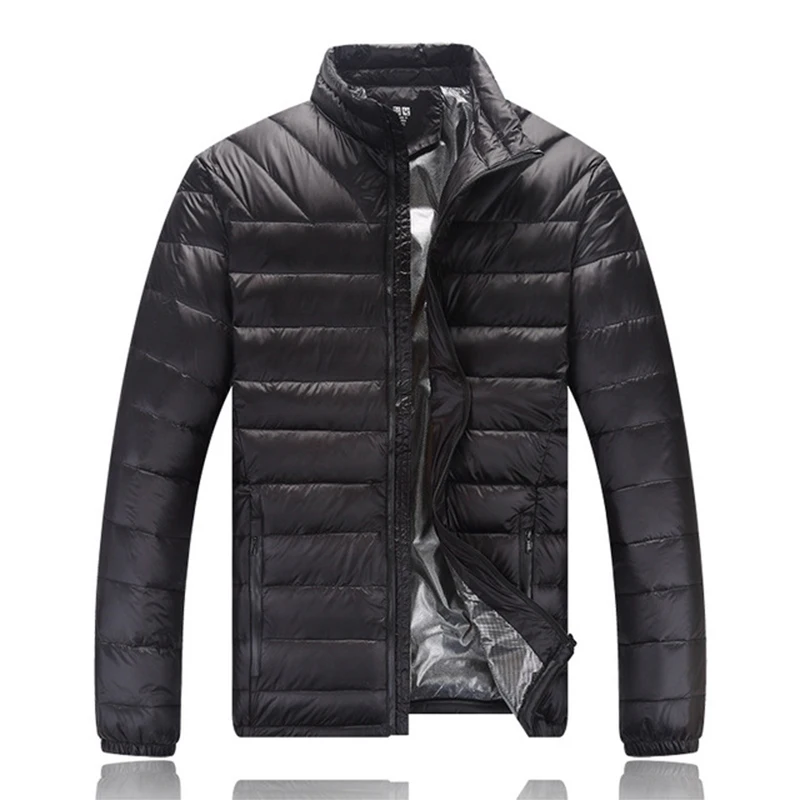 Новинка, куртка-пуховик на белом утином пуху, парка для мужчин, зимний теплый светильник, верхняя одежда для мужчин, повседневное стоячий воротник, осеннее пальто для мужчин s WFY07 - Цвет: Black Jacket