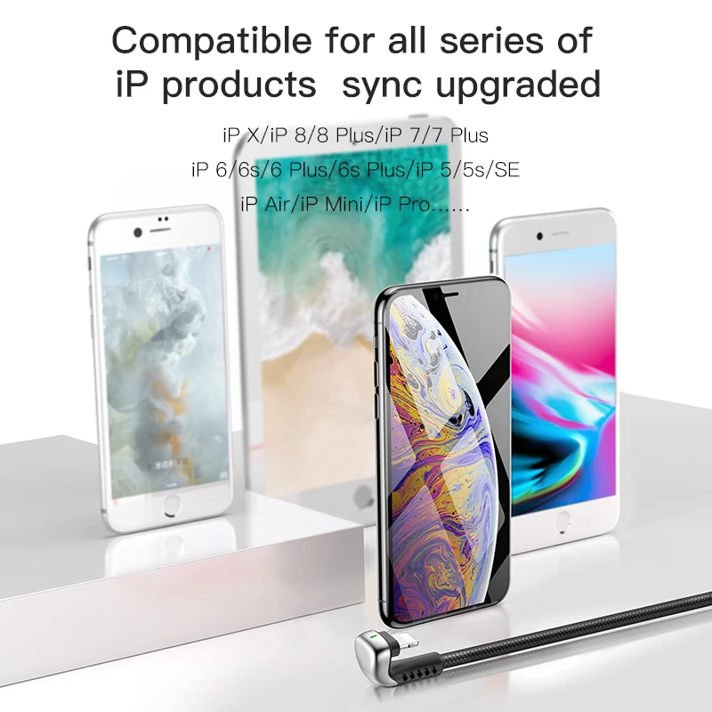 Baseus USB кабель для iPhone XR 2.4A локоть зеленый светодиодный кабель быстрой зарядки для iPhone 11X8 7 6 6s Plus IOS данных зарядное устройство USB кабель