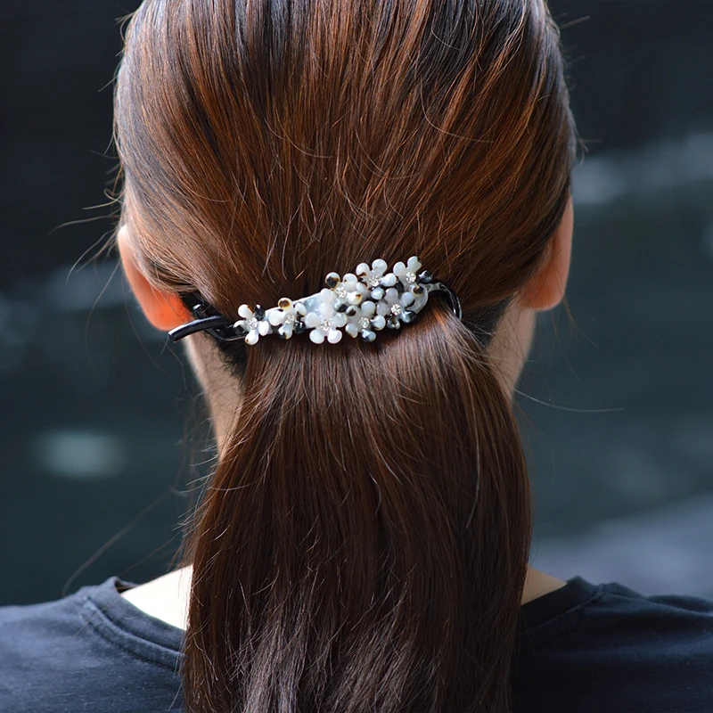 

Women Rhinestone Hair Clip Flowers Hair Alligator Fashion Hair Pin Grip Acetate Hair Asseccessries For Girls