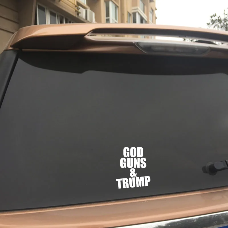 QYPF 12 см * 14 8 GOD GUNS &amp TRUMP персональный декоративный автомобильный стикер наклейка