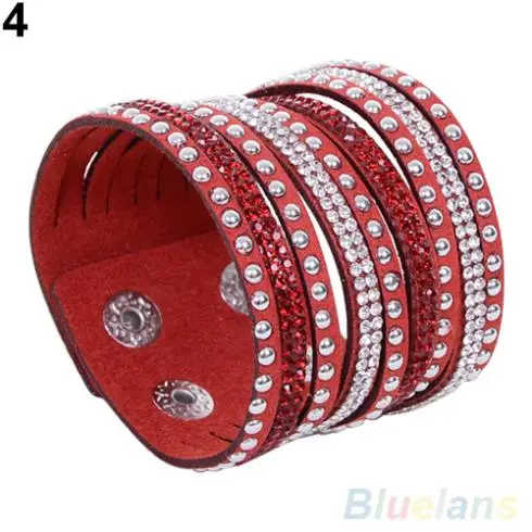 Женский многослойный замшевый Браслет манжета 1VJ7 с заклепками|wristband bracelet|bracelet