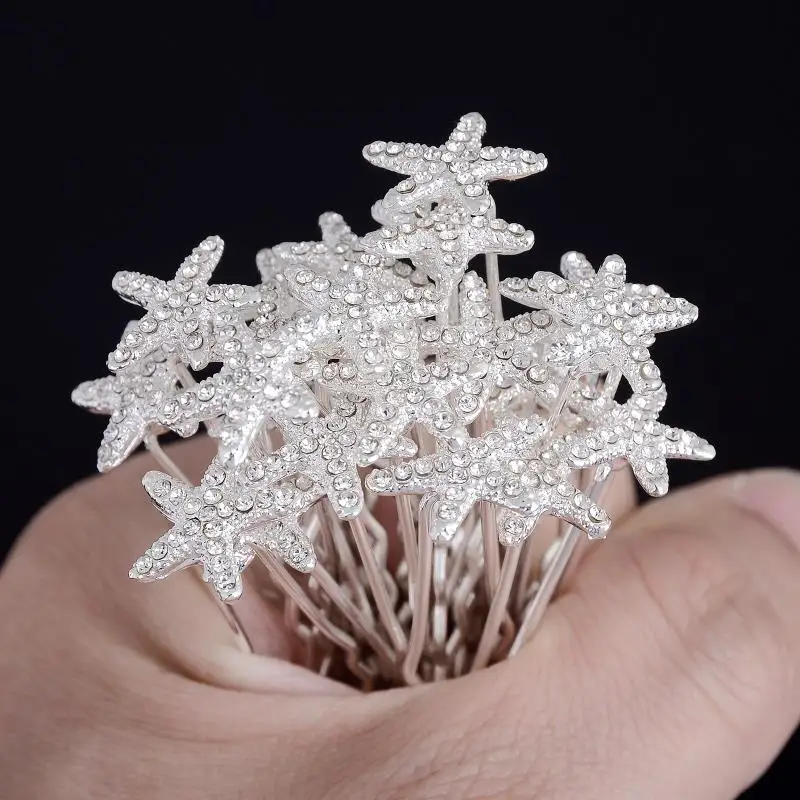 Заколки для волос с кристаллами в виде морской звезды 20 шт.