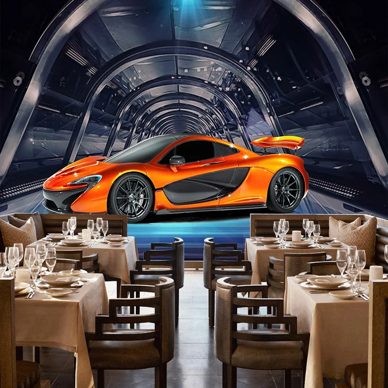 

Custom Any Size Mural Wallpaper 3D Metal Textured Sports Car Cafe Children Kids Bedroom Backdrop Wall Painting Papel De Parede