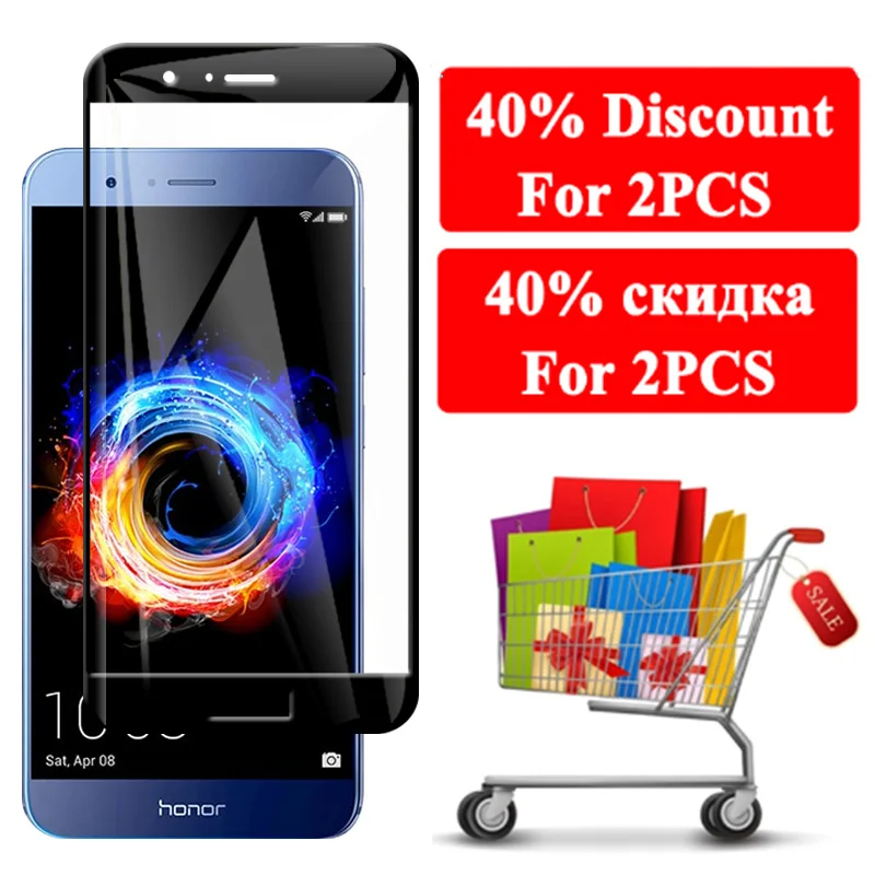 Полное покрытие Защитное стекло для Huawei Honor 8 Lite защита экрана Huavei Honer 8A 8C 8X Max Pro