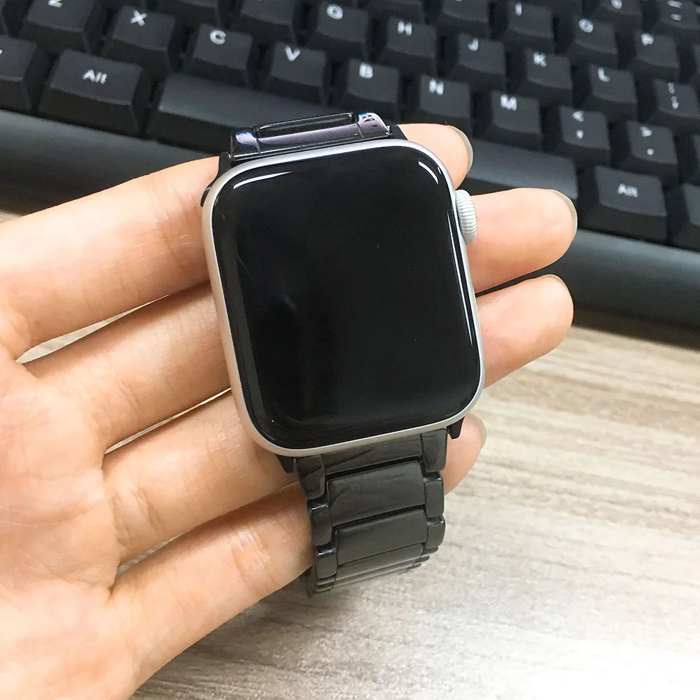 Черный/белый керамический ремешок для Apple Watch SE Band Series 6 5 4 3 2 Браслет 40 мм 44 38 42