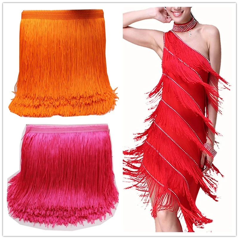 

10Meter 15CM Long Lace Trim Ribbon Material Tassel Fringe Trimming Sewing Garment Diy Latin Dress Curtain Cloth Accessory