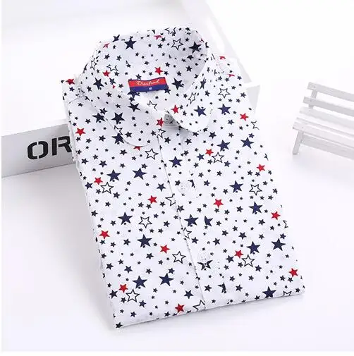 Star Dioufond, цветочные рубашки, женские блузки, блузка из хлопка, женская рубашка с длинным рукавом, Женские топы и блузки,, новая мода, 5XL - Цвет: Star