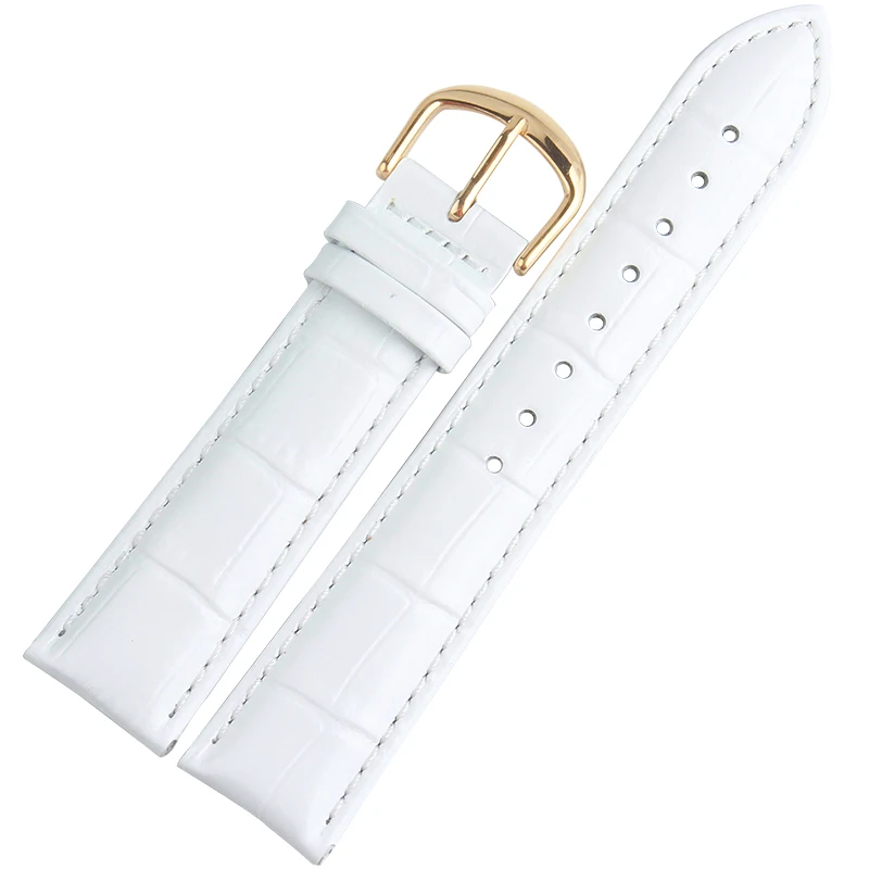 white(gold) Ремешок для часов из натуральной коровьей кожи мужские часы женские модные браслет ремешок браслет 16 мм 18 мм 20 мм 22 мм - Цвет ремешка: white(gold)