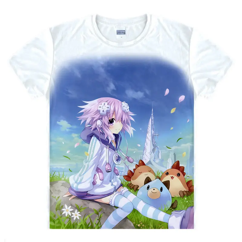 Neptunia Футболка Пурпурное сердце быстросохнущиеся рубашки с рисунком из Аниме