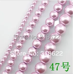 

Wholesale! 4mm/6mm/8mm/10mm/12mm/14mm/16mm Color 47 Glass Beads Pearl Round Loose Spacer Bead Free shipping