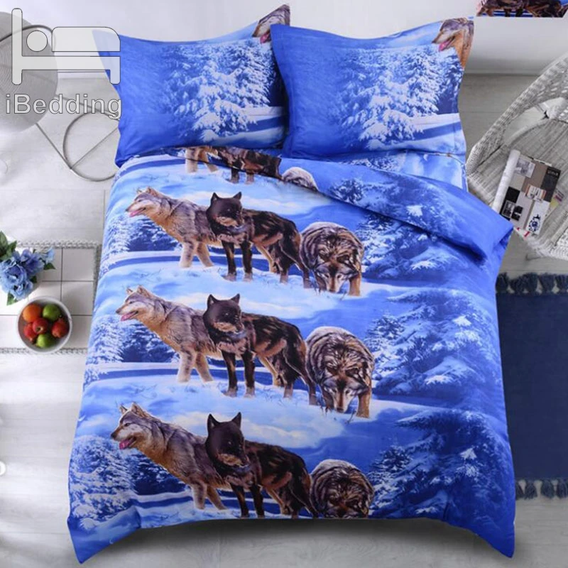3 шт./компл. три волка в снегу одеяло постельные принадлежности Королевский