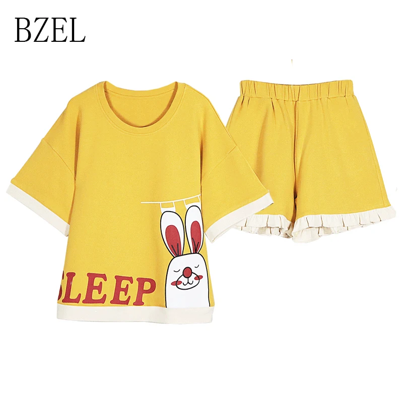 BZEL пижамы с круглым вырезом шорты Pijama Para As Mulheres летняя Домашняя одежда женские