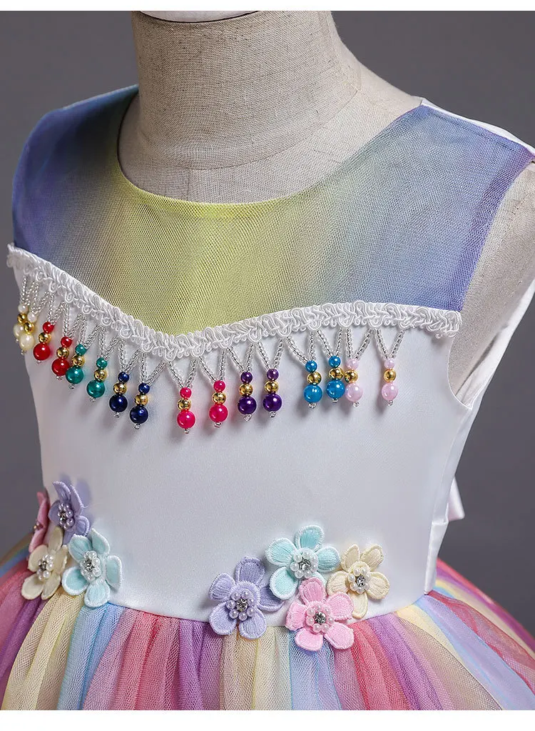 Новые Детские платья для девочек нарядное платье принцессы с единорогом костюм