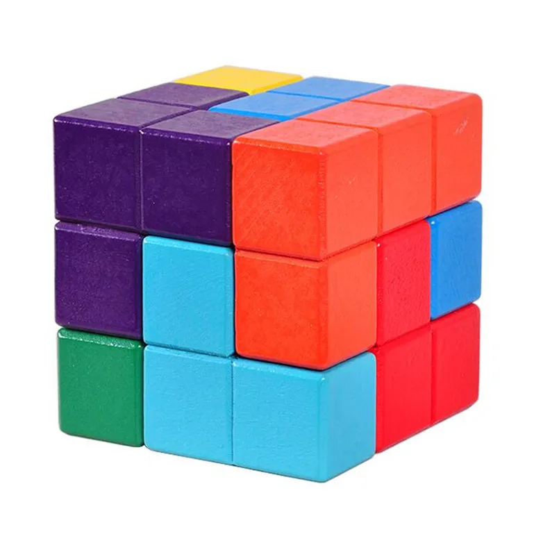 Многоцветные 3D Деревянный сома Головоломки Логические IQ ум деревянные тетрис