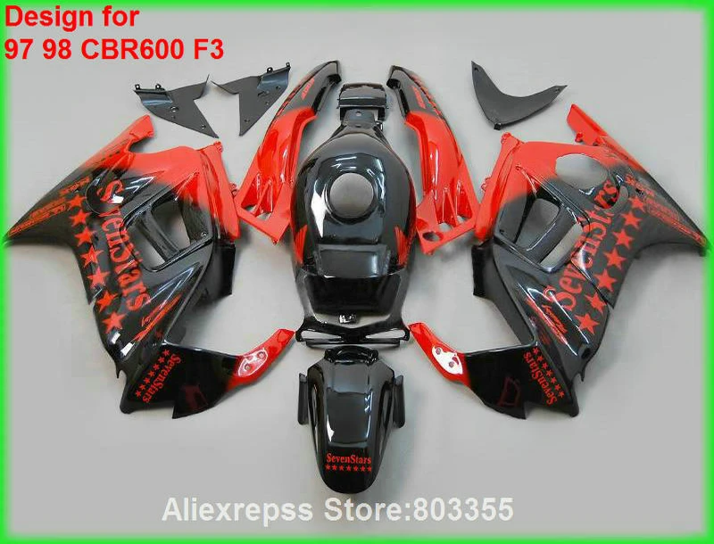 Комплект обтекателей Seven star для HONDA CBR 600 F3 1998 1997 / 97 98 (красный) cbr600 xl71|seven fairing|fairings for