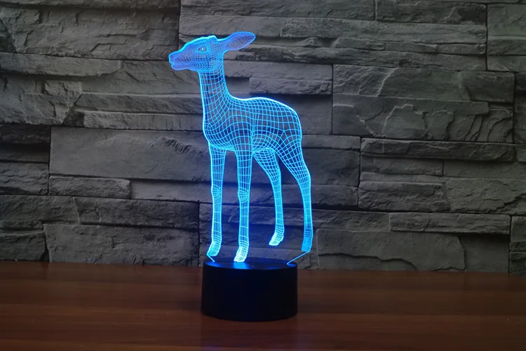 Креативная 3D лампа с оленем ночник новинка USB LED Настольная цветной сенсорный