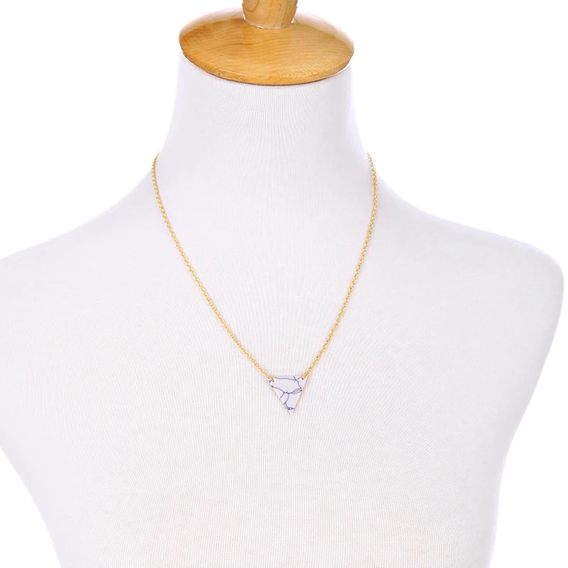 Съемный двухслойный Треугольник Кулон ожерелье белый узорчатый человек-сделано