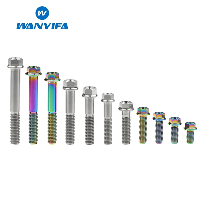 Wanyifa M8x15 20 25 30 35, 40 45 50 55 60 65 мм с коротким фланцем Головкой Винт С Титановым болтом для велосипедного тормоза Титан Радуга Цвет