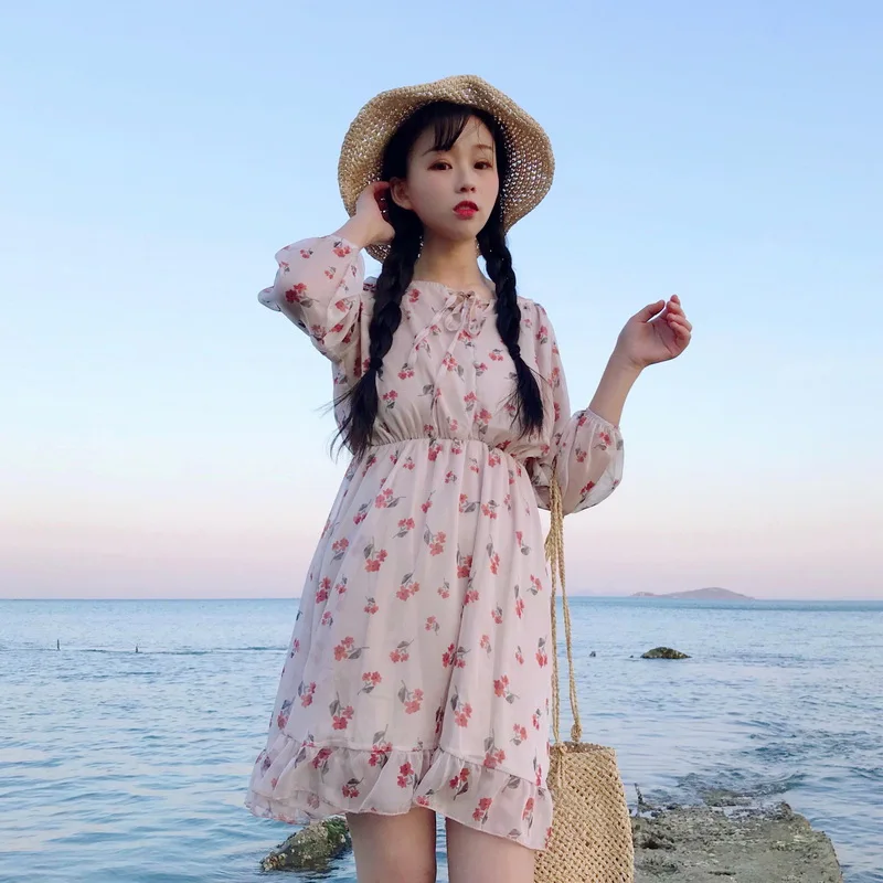 Новинка лета 2018 женское милое цветочное тонкое шифоновое студенческое модное