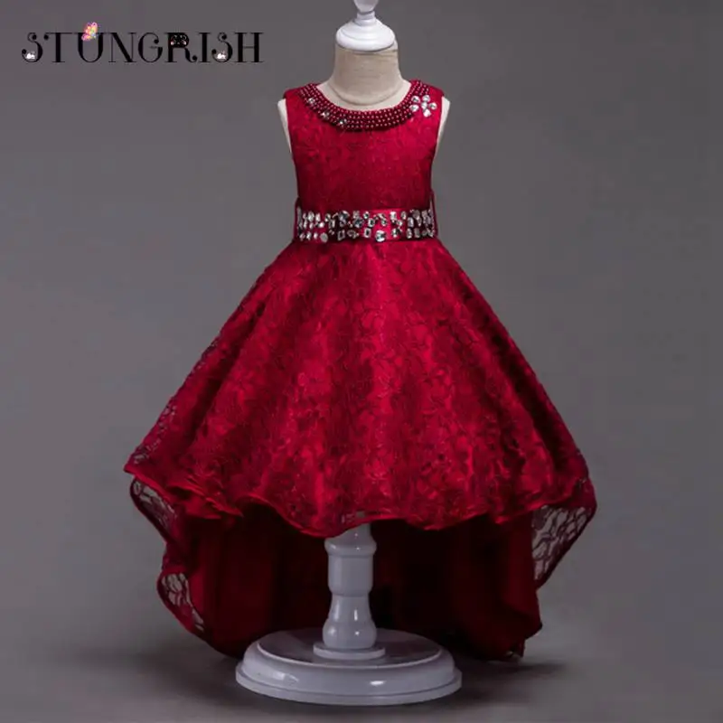Baby girl clothes sleeveless solid color luxury trailing dress summer fashion princess ball party wedding flower girls | Детская одежда