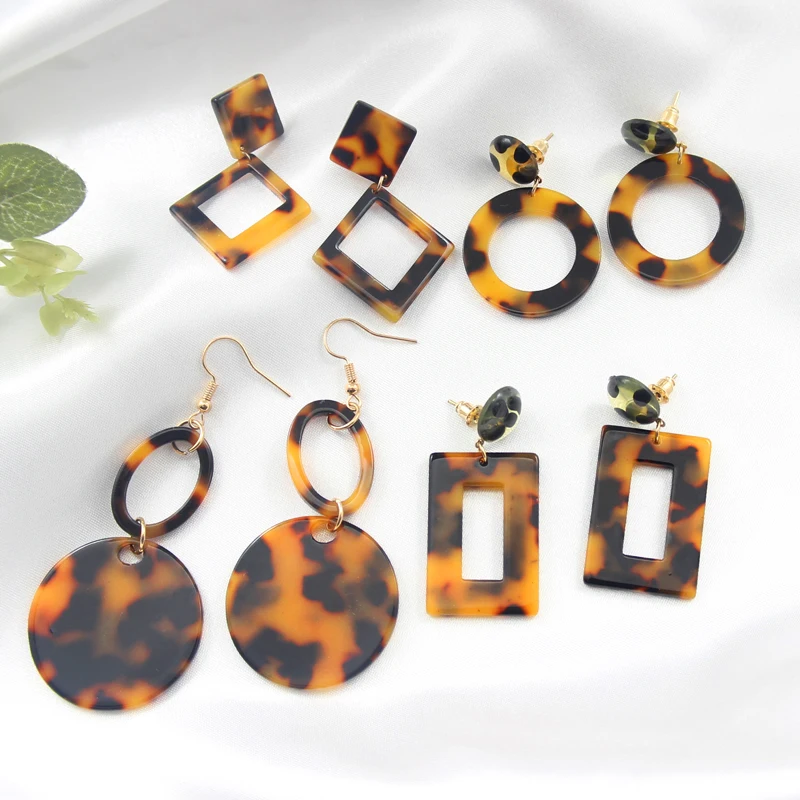 Леопардовая серия полые квадратные прямоугольные круглые геометрические серьги