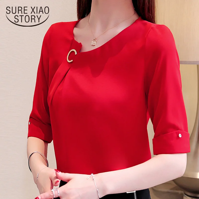 summer women blouses 2019 short sleeve chiffon blouse shirt shirts plus size tops womens and 3755 50 | Женская одежда