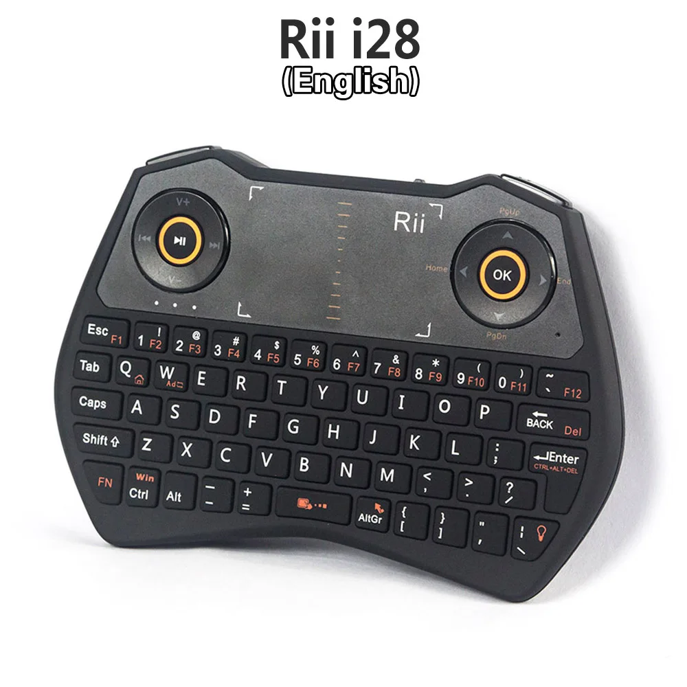 Rii i28 2,4G Беспроводная мини клавиатура русская английская версия подсветка Air mouse тачпад для Android tv BOX Мини ПК - Цвет: English version
