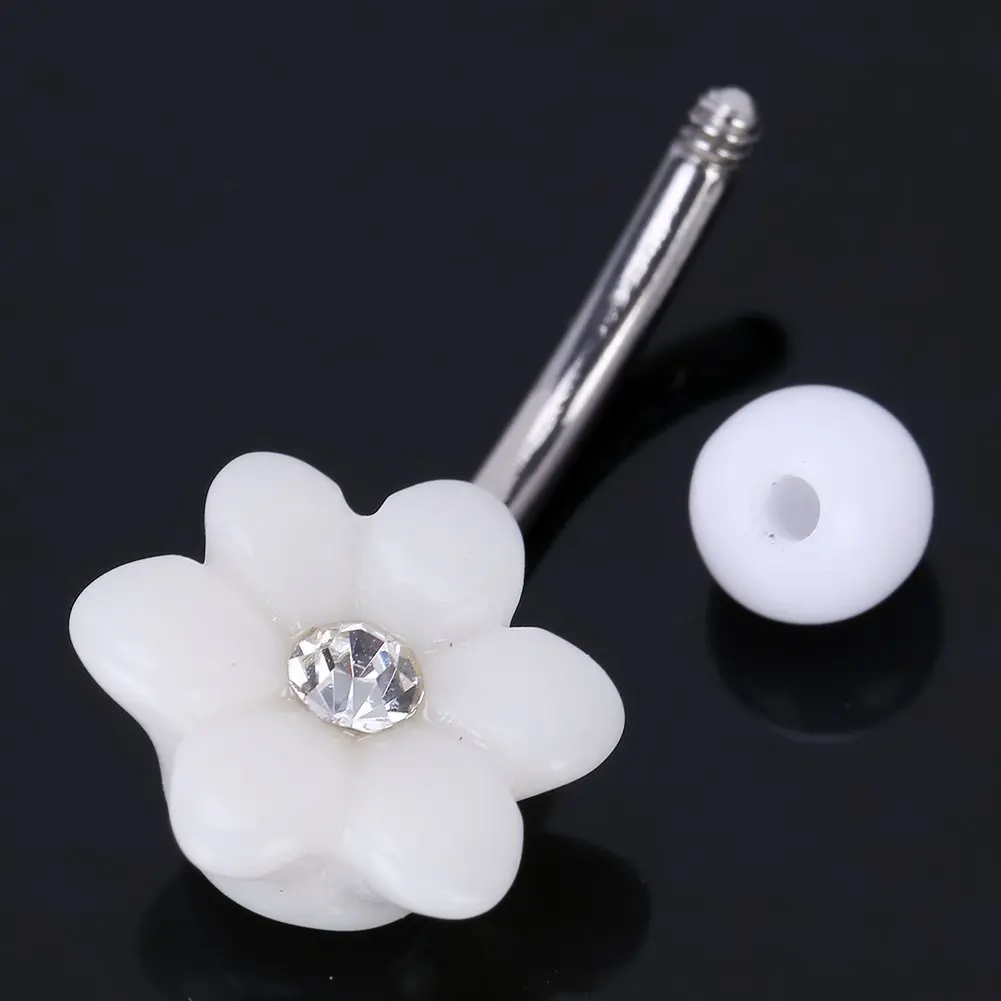 Белый маленький цветок пупок пупочное нательное пирсинг кольцо ювелирные