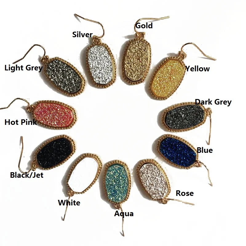 11 цветов на выбор, подвеска-шестиугольник из смолы Drusy Look, ожерелье, Druzy, Овальный Кулон, Колье, массивное ожерелье, s для женщин, ювелирное изделие, подарок