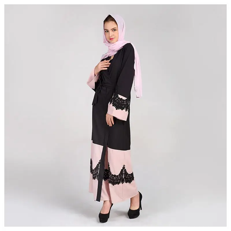 EAS-Women's New Elegant Abaya Turkish Caftan Dress Female Muslim Lace Stitching Arabia Ladies Temperament Gown | Тематическая