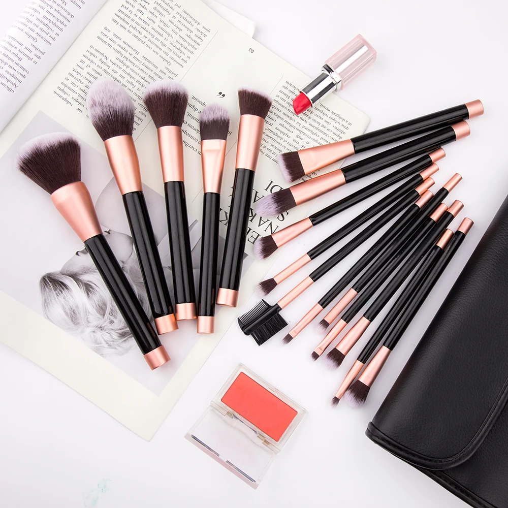 16pcs Makeup Brushes Set Powder Foundation Eyeshadow Make Up Cosmetics Soft Synthetic Hair With PU Leather Case Pro | Красота и