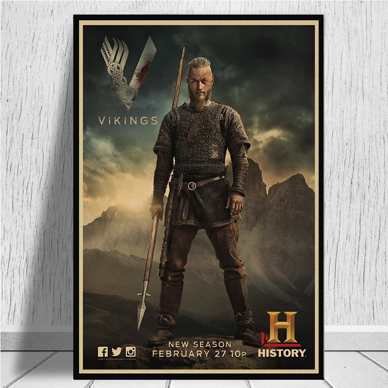 Vikings плакат из крафт бумаги Bar Cafe винтажная Высококачественная декоративная
