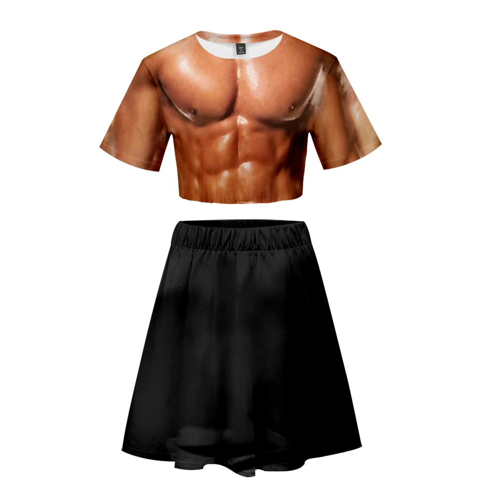 Костюм с короткой юбкой Ar лидер продаж 2 футболки короткими рукавами и платье