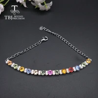 tbjgemstone bracelet 100 natural fancy color sapphire shinning 925 sterling silver fine jewelry for women precious gift