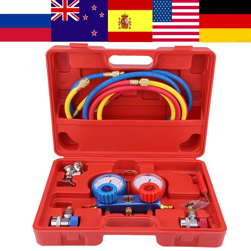 Прибор для измерения давления а/с манометр хладагента с зарядным шлангом R134a |