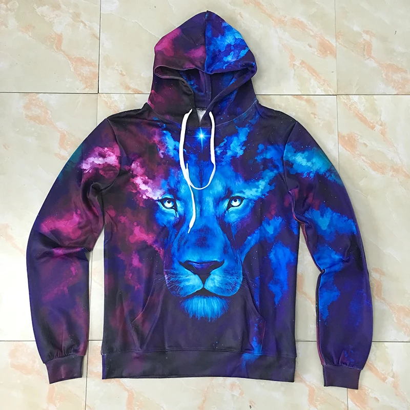 Мужские и женские толстовки с капюшоном Firstborn by JoJoesArt Galaxy Lion 3d принтом в виде