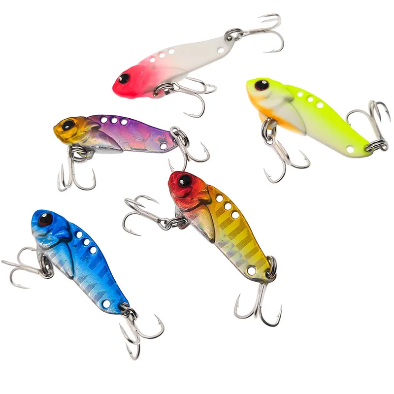 New 1pcs Metal Laser VIB Fishing Lure 5.5g 35mm Winter Ice Jig Fishing Tackle Crankbait Vibration Spoon Spinner Sinking Bait