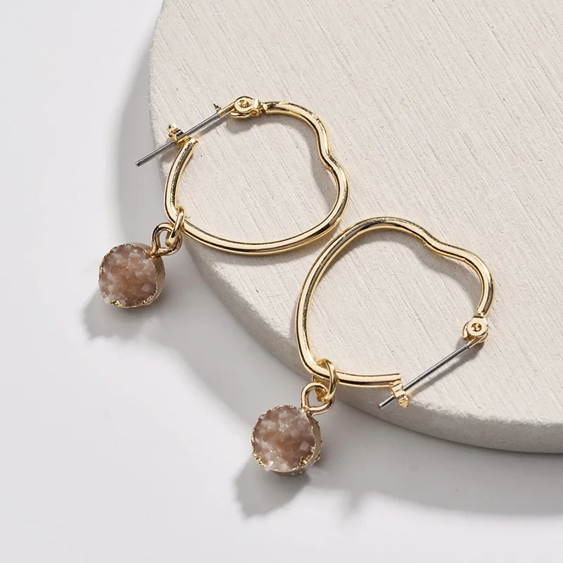 WTLTC Boho висячие серьги кольца в форме сердца для женщин акриловые стиле Druzy невесты