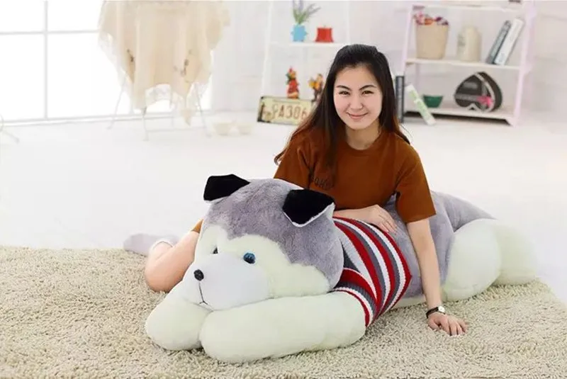 Dorimytrader Largest Simulation Animal Husky Push Toy Cute Мягкий мягкий JUMBO Husky Dogs Doll Pillow Подарок для любимого подарка 300 см