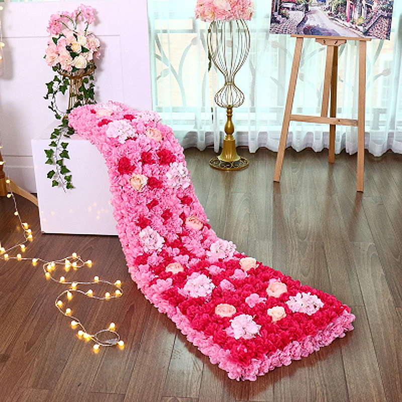 Rose red flower wall Искусственный шелк цветок стена роза искусственный цветок голова Гортензия ряд цветов стены сцена фон для дома Свадебная вечеринка украшения - Цвет: Rose red flower wall