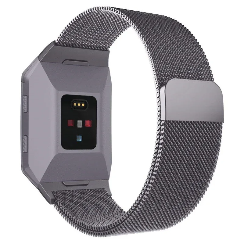Grey GXV Stainless Steel Milanese Magnetic Fitbit Ionic Replacement Sprot Strap Accessories for Ionic Fitbit Smart Watch Women Men - Цвет: Grey