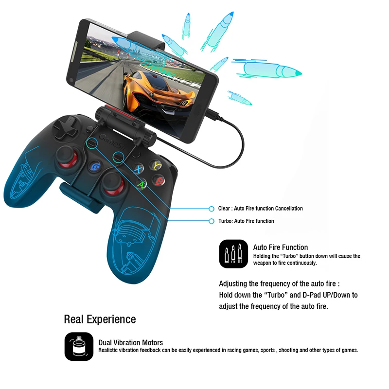 GameSir G3W oystick Мобильный USB проводной геймпад игровой контроллер для смартфонов планшетных ПК с индивидуальным держателем