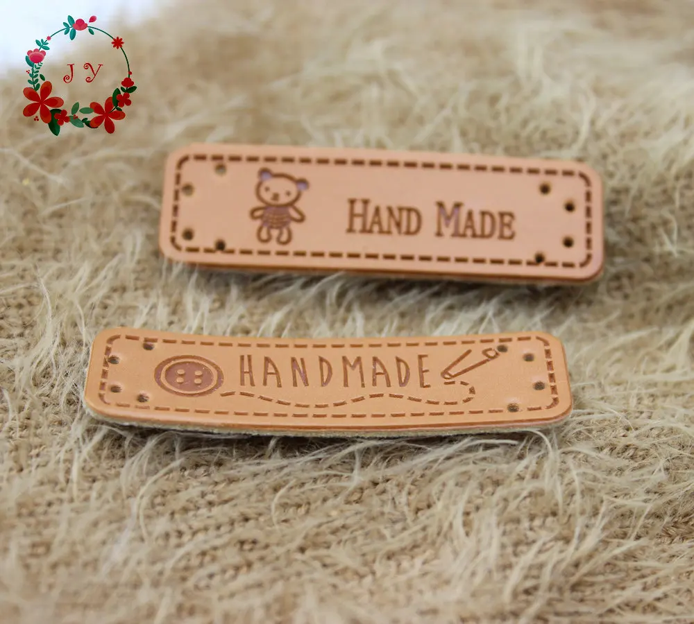 100 шт./лот этикетки ручной работы из искусственной кожи бирки для одежды 5 см