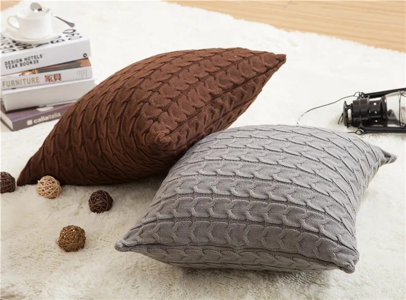 

New Knitted Solid Modern Sofa Cushion Cover Throw Pillow Case Car Office Decor Home Decor Supplies (without core)