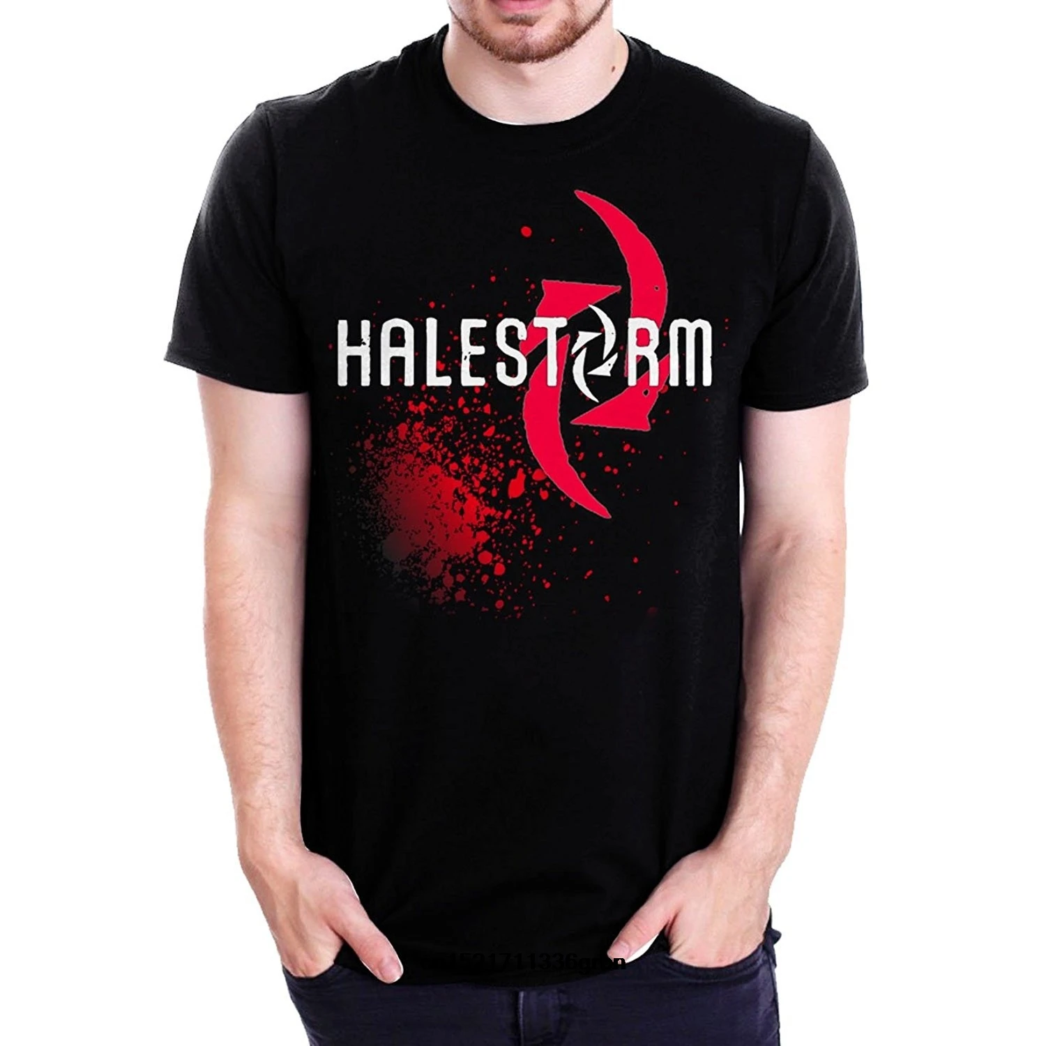 Мужская футболка Персонализированная Halestorm с логотипом крови черная забавная