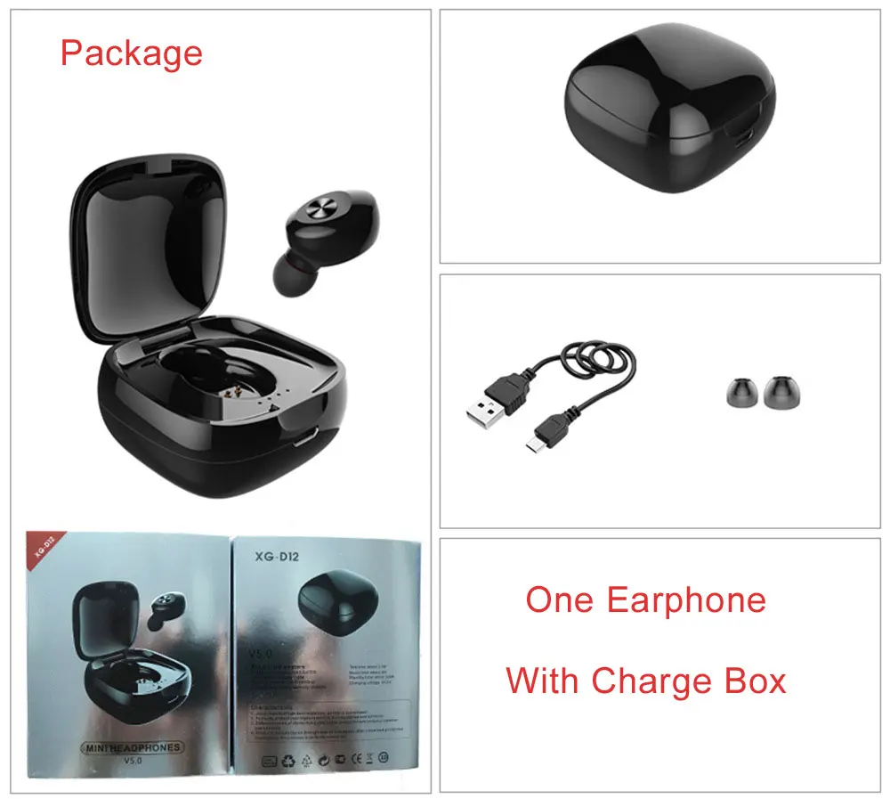 single andcharge box TWS 5,0 Bluetooth мини беспроводные наушники спортивные 3D стерео наушники с двойным микрофоном - Цвет: single andcharge box