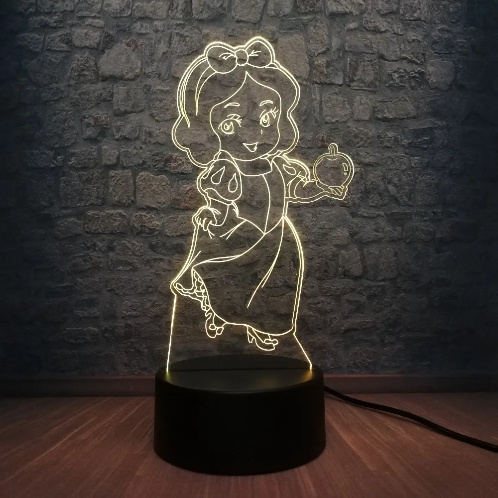Мультфильм 3D LED USB лампа семь гномов актриса Принцесса Белоснежка Яблоко девушка